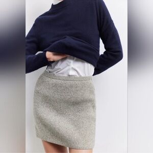 Zara Gray Knit Wool Blend Mini Skirt